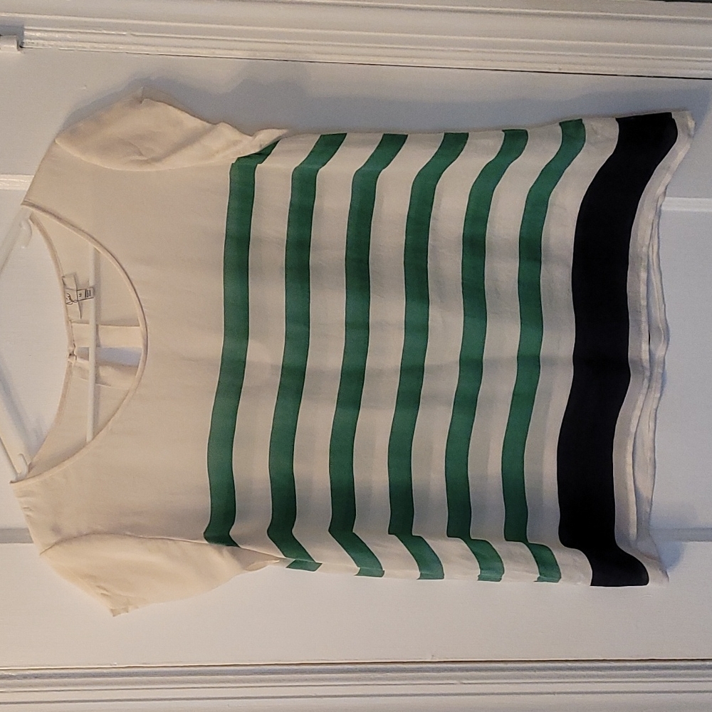 Joie Ivory Green Nacy Silk Blouse